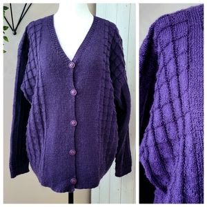 HANDKNIT COZY CARDIGAN purple large